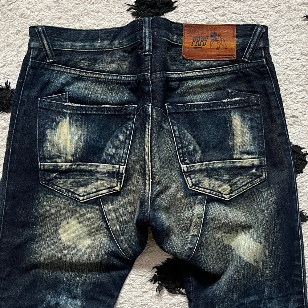 PRPS W30 Men's Dark Blue and Tan Relaxed distressed Jeans - Picture 13 of 16
